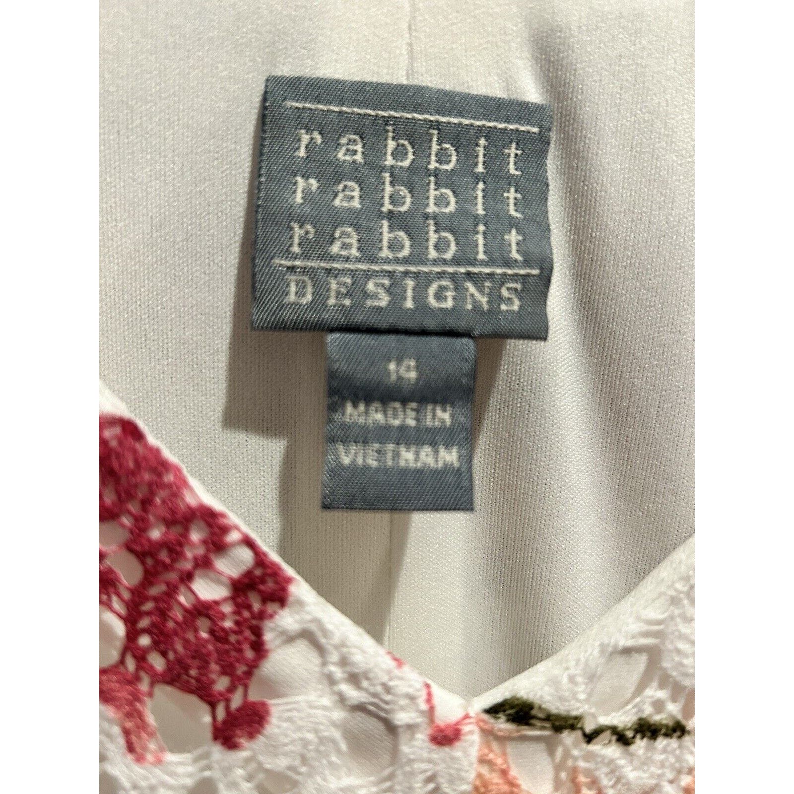 Rabbit Rabbit Rabbit Nwt Women’s Pink White Crochet Floral Midi Dress Size 14 — image 8 of 8